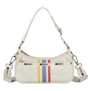 NWT LeSportsac AEC Striped Shoulder Bag in Jacquard Blanc
